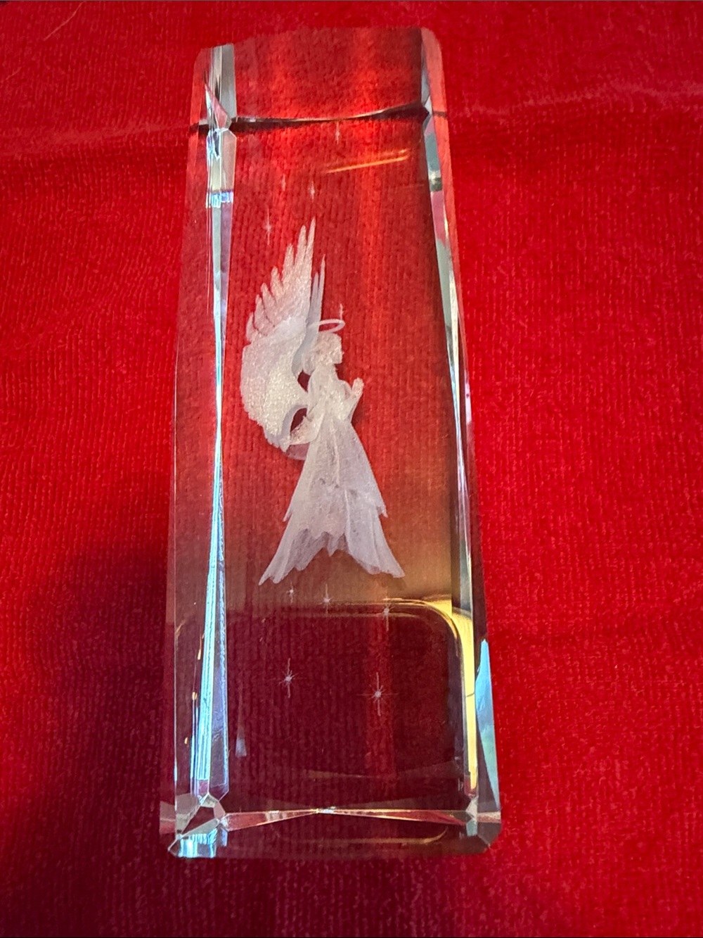Clear Crystal Angel Keepsake - Etched Angel Figurine